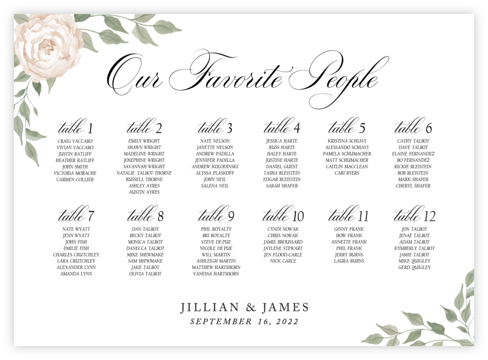 Floral 35 Seating Chart