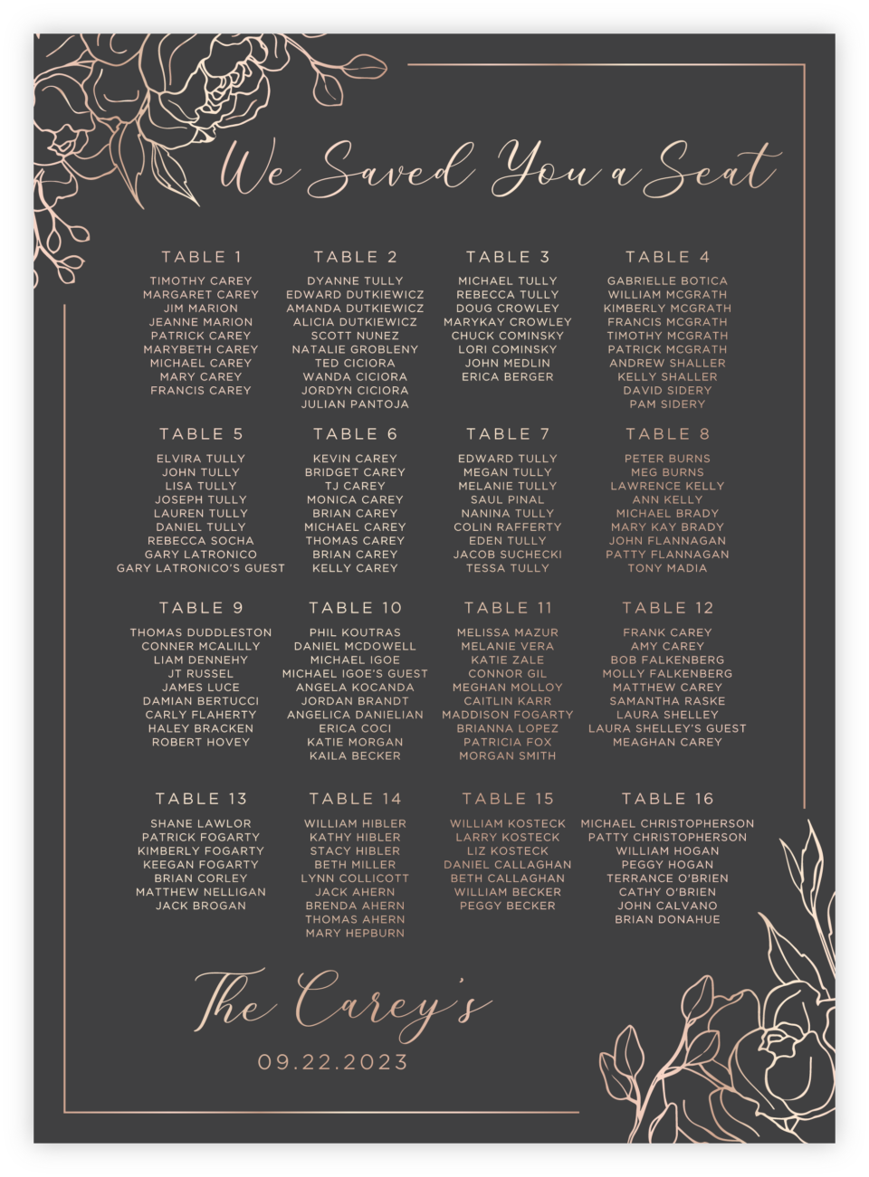 Floral 39 Seating Chart