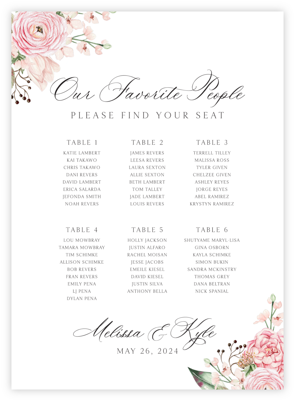 Floral 04 Seating Chart