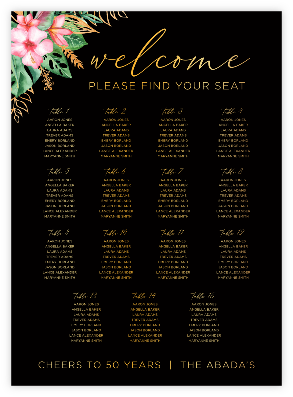 Floral 41 Seating Chart