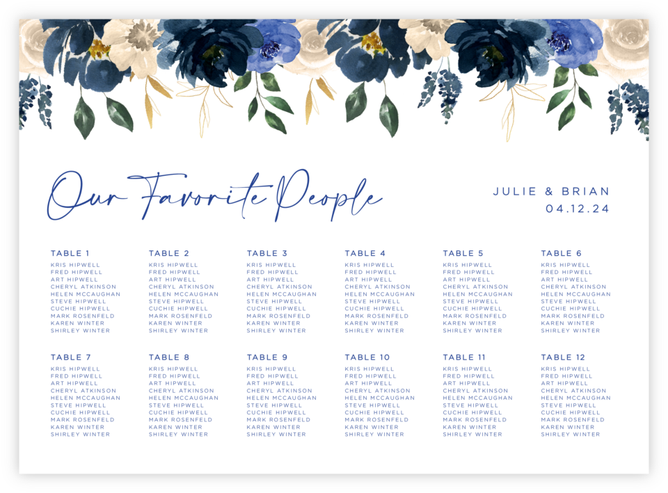 Floral 21 Seating Chart