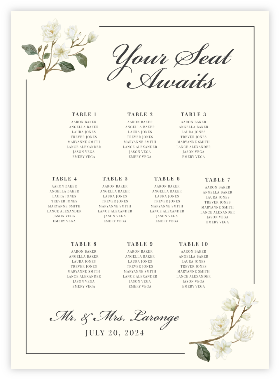 Floral 07 Seating Chart