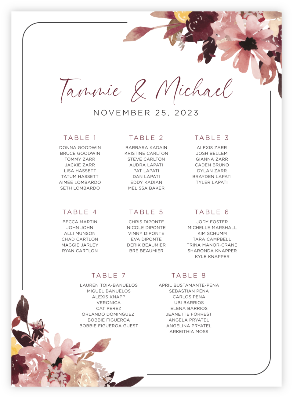 Floral 08 Seating Chart