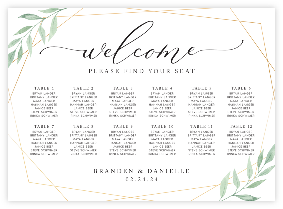 Greenery 01 Seating Chart