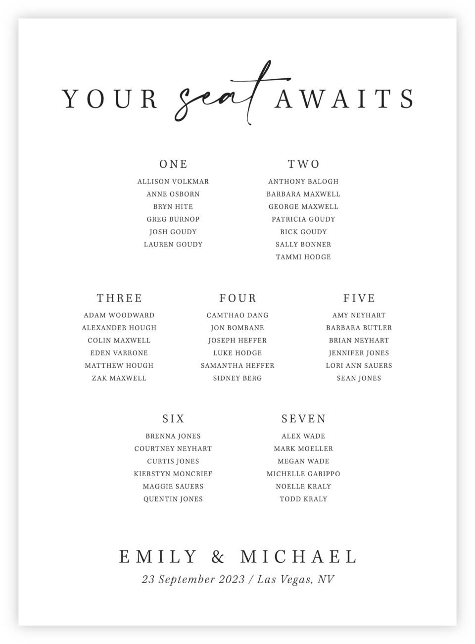 Script 18 Seating Chart